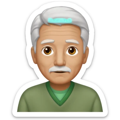 abuelo con pelo blanco, ojos cafés y ropa verde sticker