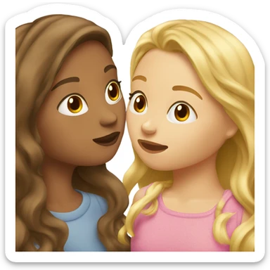 Blonde girl kissing brown haired girl sticker