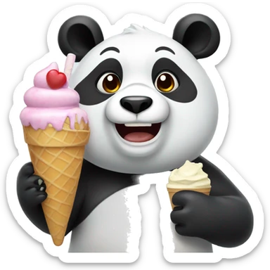 Panda eating ice cream sticker