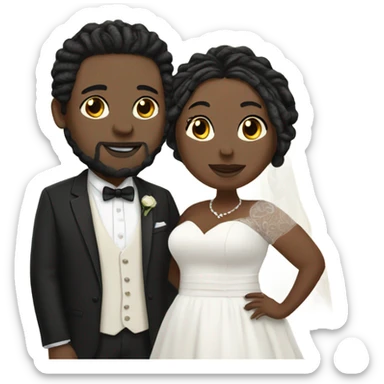 Plus size couple wedding pale with locs sticker