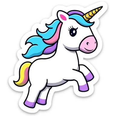 playful unicorn riding a donkey sticker