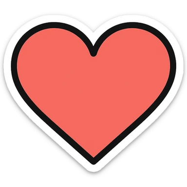 heart icon with color and black outlines sticker