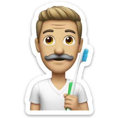 man with toothbrush mustache sticker