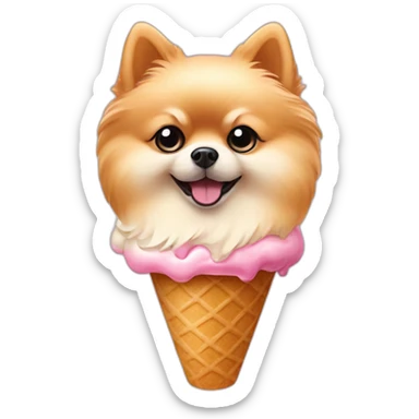cream pomeranian ice cream cone sticker