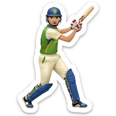 Right handed cricketer playing a front foot shot sticker