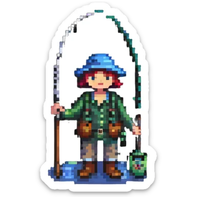 fisherman holding a fishing rod sticker