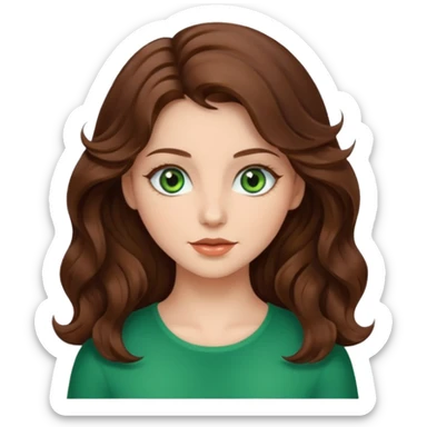 a beautiful girl with wavy volumes brown hair sticker