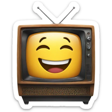 A tv with a happy face star inside sticker