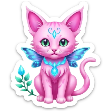 Pink Bioluminescent Stupid Faerie-feline-god sticker