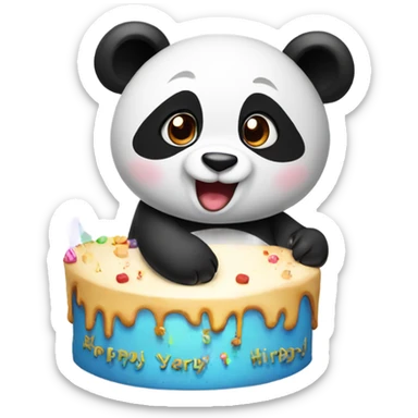 Cute panda wishing happy Birthday  sticker