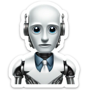 rich looking robot IA business gpt helping lazy busy owners with leads sticker