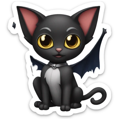 Black-Vampire-Batty-Cat-Fakémon-Cat With Bat-wings as ears  sticker