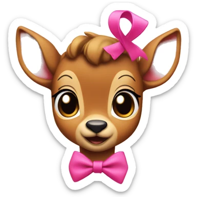 A bambi with a pink ribbon sticker