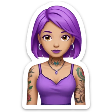 women with tatoos and hightlight that tatoos with purple hair and different color dresses sticker