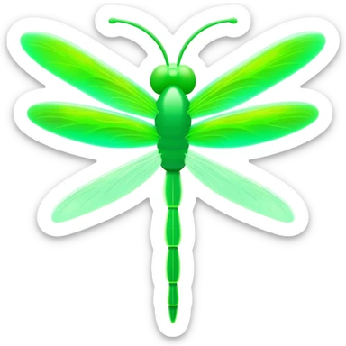 green glowing dragonfly with no facial features sticker