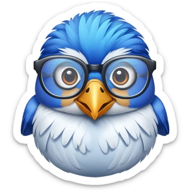 blue bird with glasses sticker