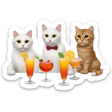 four cats at a cocktail bar sticker
