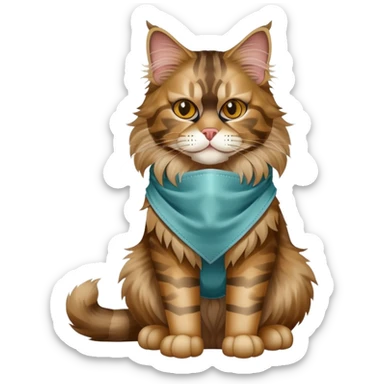 Maine Coon cat full body sitting with a mask sticker