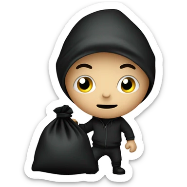 Sneaking burglar with black sack sticker