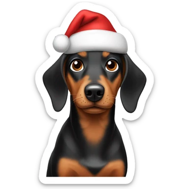 Dachhund Wearing christmas hat sticker