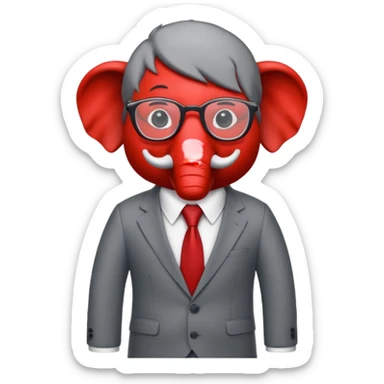 red elephant in a suit and glasses sticker
