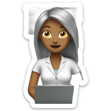 Office girl with computer sticker
