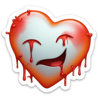 red heart glowing red-orange with bleeding wound sticker