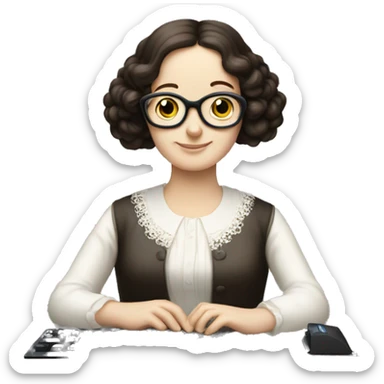 Ada Lovelace - no glasses - typing on a computer sticker