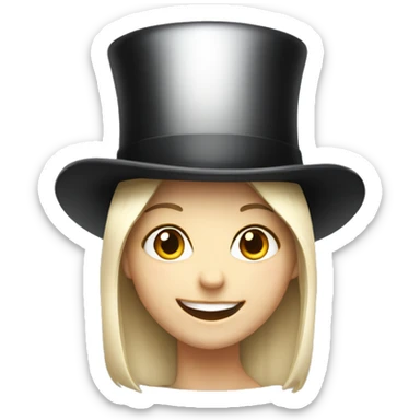 smiling girl white skin, in top hat sticker