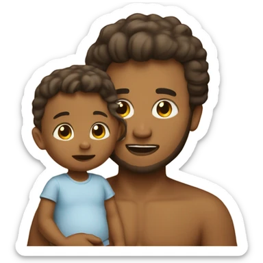 A tan man with his baby toddler girl  sticker