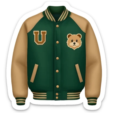 Dark green and tan varsity football letterman jacket sticker