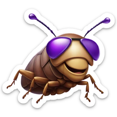 Purple bedazzle cockroach with sunglasses  sticker