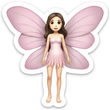 Pale skin, brunette fairy woman with pink wings full body sticker