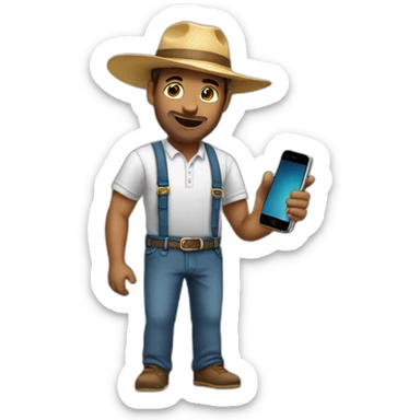 vendedor de iphones mostrando uno sticker