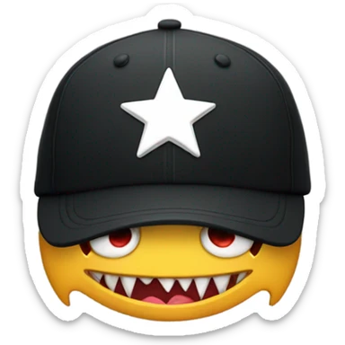baseball cap black star and fangs  sticker