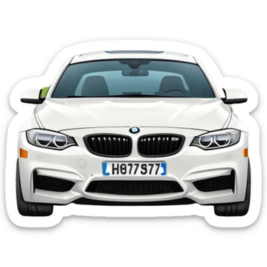 White BMW with Quebec license plate  sticker