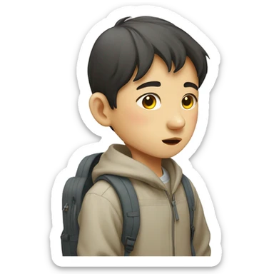 Korean student, child, poor posture, bent back sticker