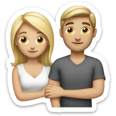 Caucasian couple hugging sticker