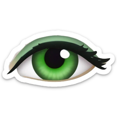 misty green eye with mascara and eyeliner and purple eyeshaddo sticker