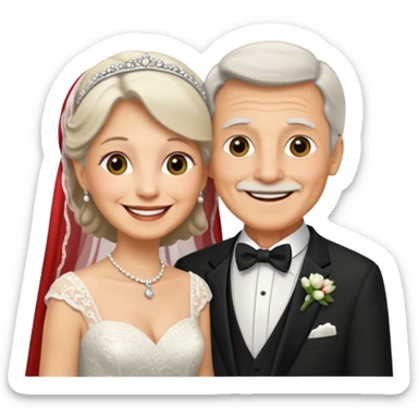 old couple on wedding day sticker