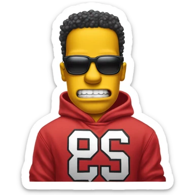 Bart Simpson wearing a red Chicago bulls hoodie  sticker