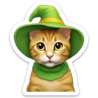 kitten wearing a stanley ipkiss green halloween mask and wearing a yellow hat from the film the mask sticker