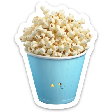 Popcorn in a pale blue popcorn bucket  sticker