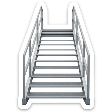 straight outdoor metal staircase with railings on both sides, straight view, 10 steps sticker
