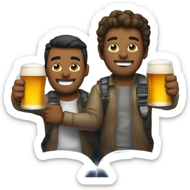 two Guys drinking beer riding a plane sticker