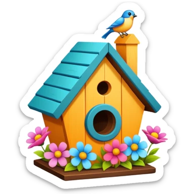 Birdhouse with flowers sticker