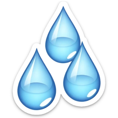 three equally sized droplets stacked on top of each other with two other droplets going outward from the middle droplet sticker