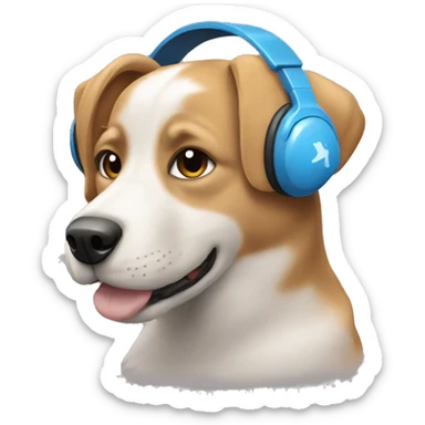 Un perro con audifonos sticker