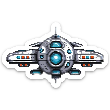 1960s retro space cruiser with round portholes sticker