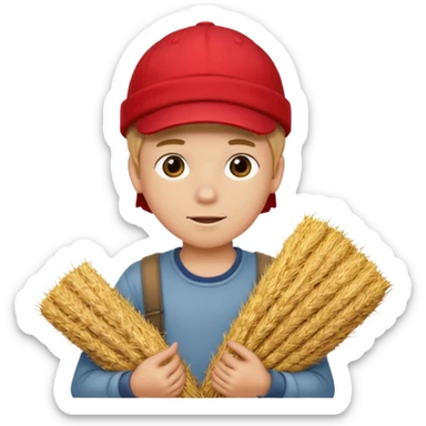 Boy helping farm – Red cap, carrying hay


 sticker